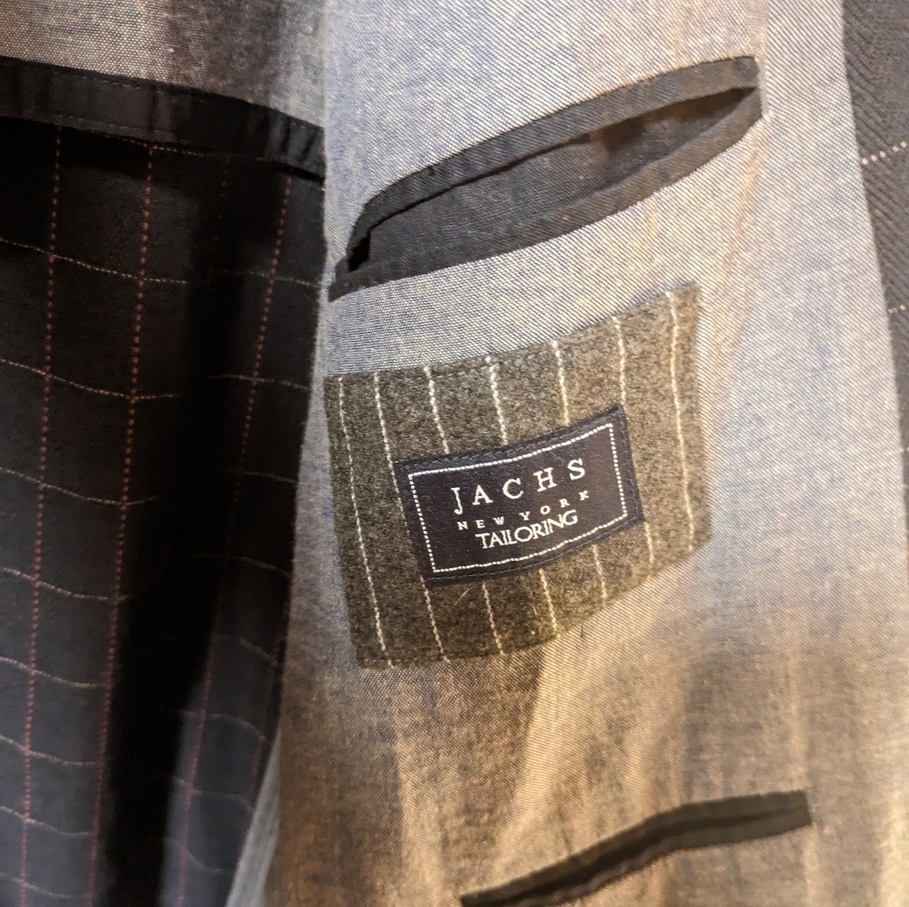 Men's Jachs New York Tailoring Navy with Pink Plaid Blazer Size XL - Picture 4 of 6